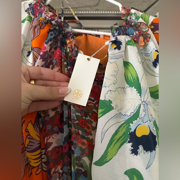 Tory Burch Shasta Floral Maxi Dress Orange Runway - Picture 4 of 5